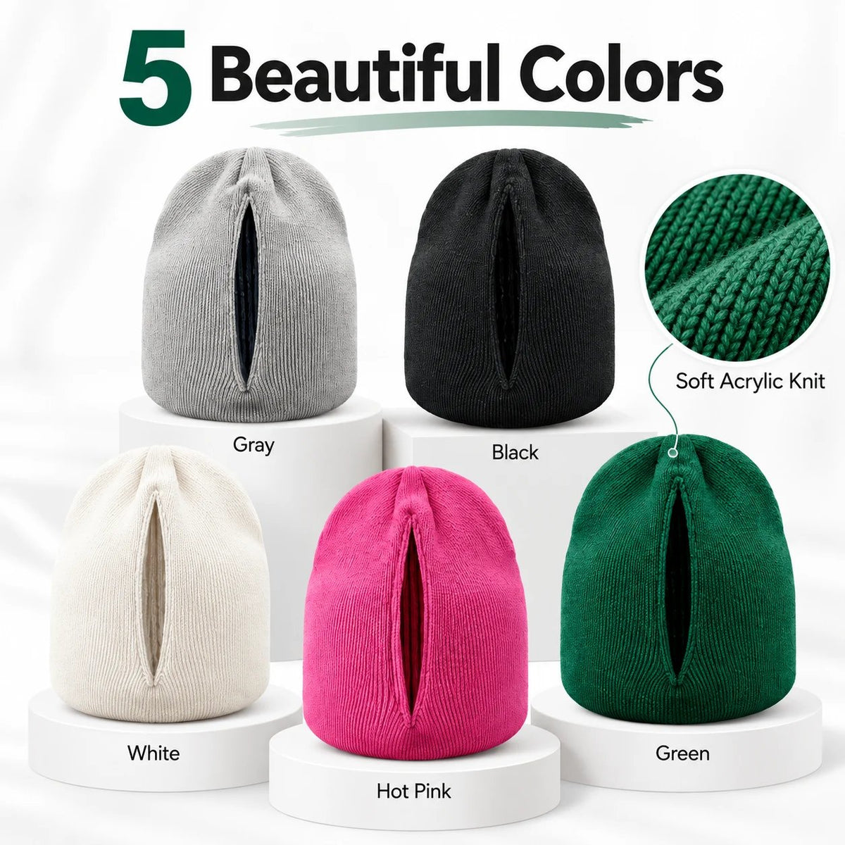 ๐งถ Magnetic Ponytail Beanie โ๏ธ โ Cozy Knit Winter Hat for Messy Buns & Ponytails ๐