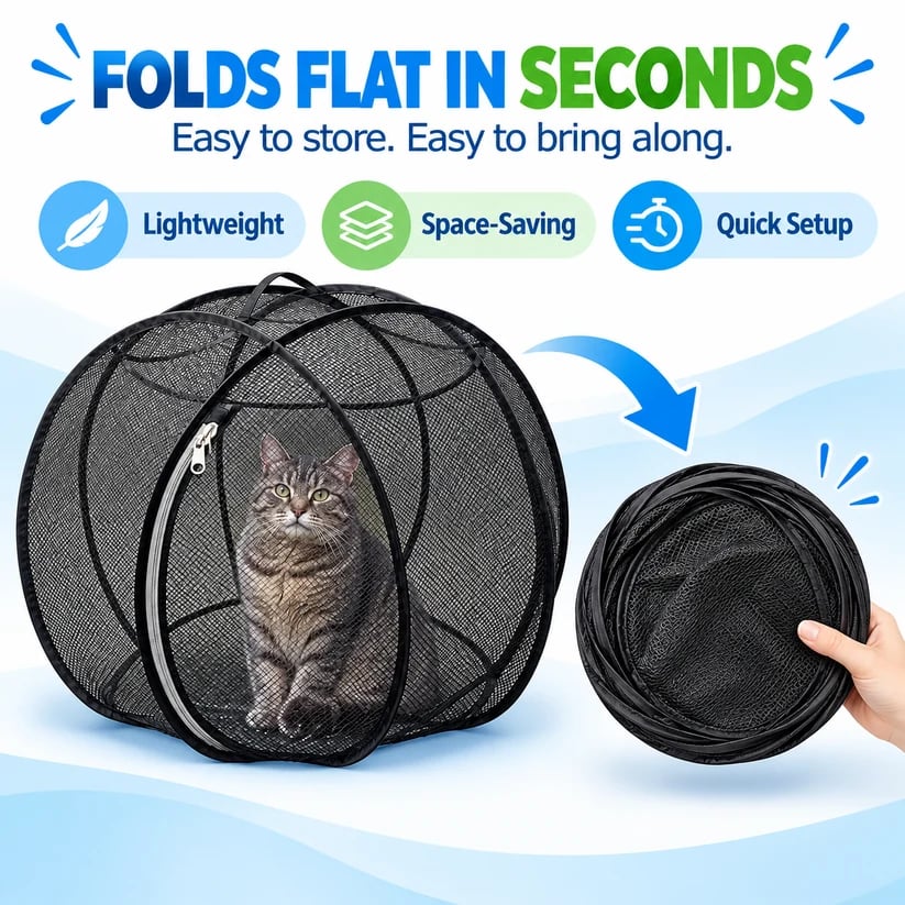 ๐ป๐ถ RollyCat 360ยฐ Mesh Pet Playpen โ Spacious, Breathable & Versatile for Cats, Small Dogs, Playtime & Bath Time ๐ ๐ฟ