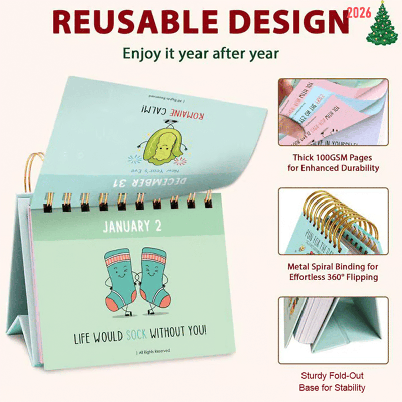 ✨2026 Punny Motivational Desk Calendar📅