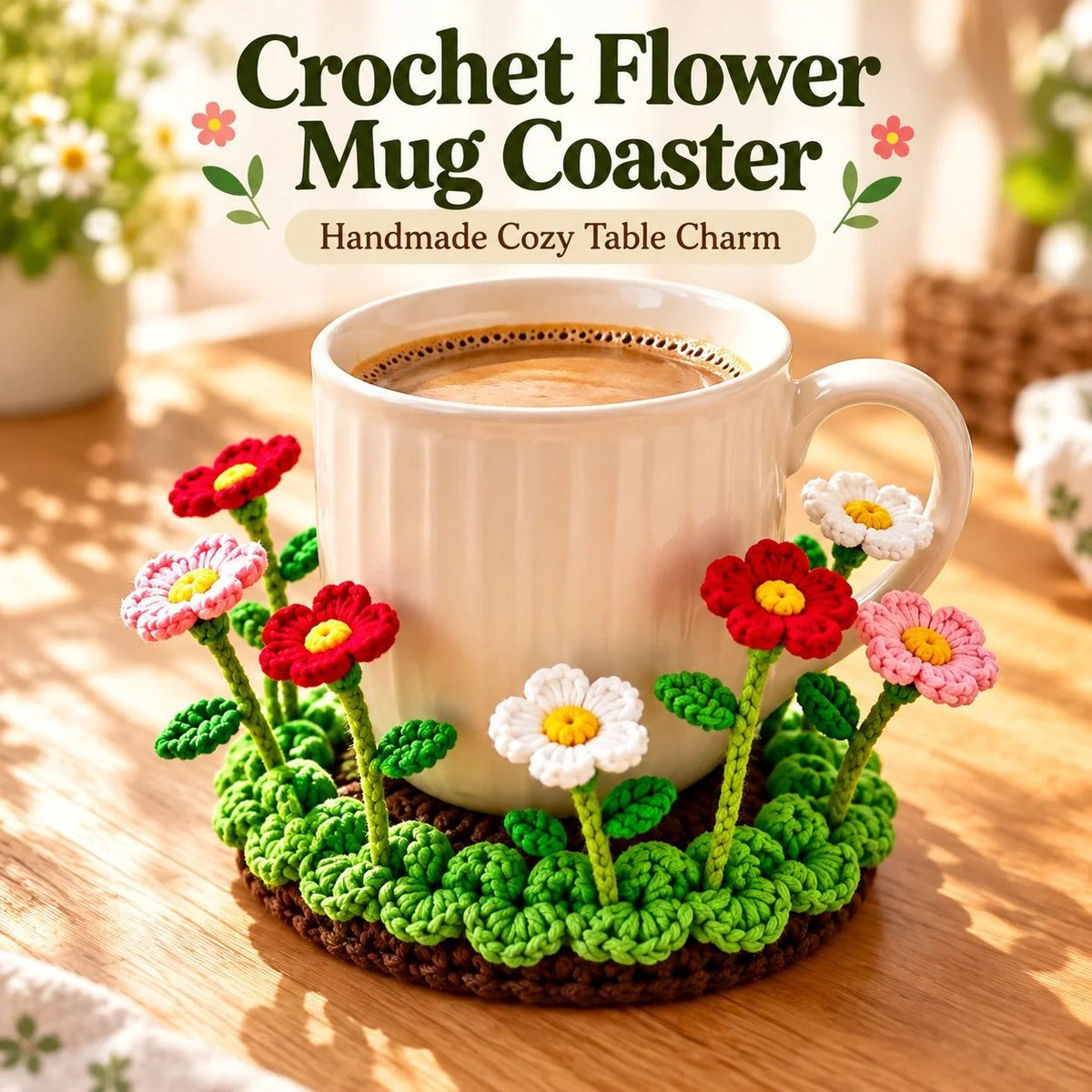 🌸50% OFF🌸Handmade Crochet Floral Coaster | Everlasting Table Art 🌸
