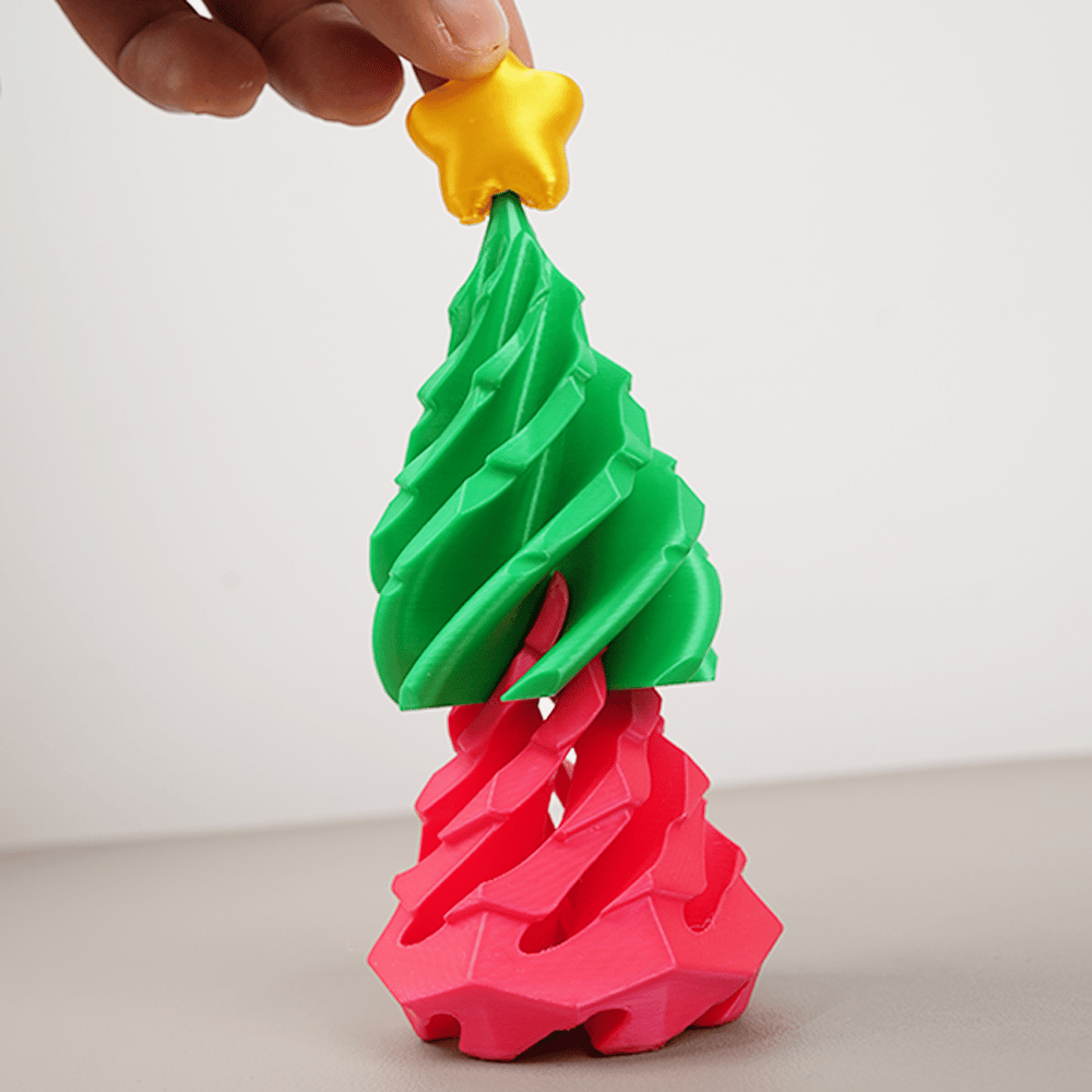 🎄 3D Printed Multicolor Christmas Tree Spiral Stacking Toy