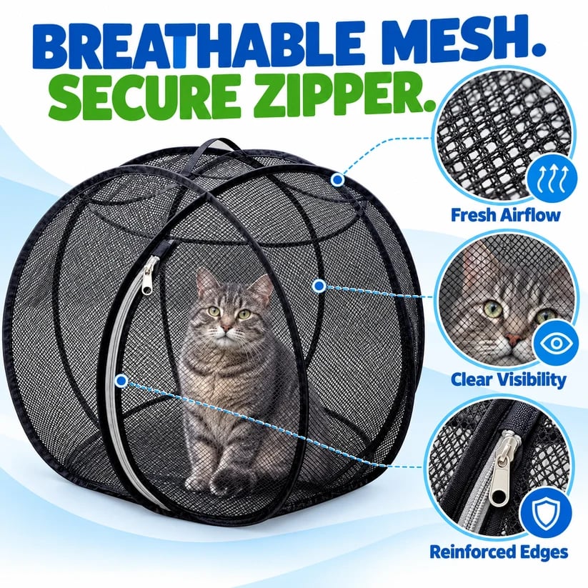 ๐ป๐ถ RollyCat 360ยฐ Mesh Pet Playpen โ Spacious, Breathable & Versatile for Cats, Small Dogs, Playtime & Bath Time ๐ ๐ฟ
