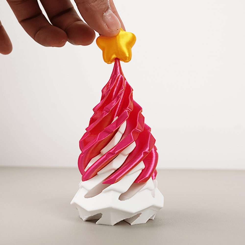 🎄 3D Printed Multicolor Christmas Tree Spiral Stacking Toy