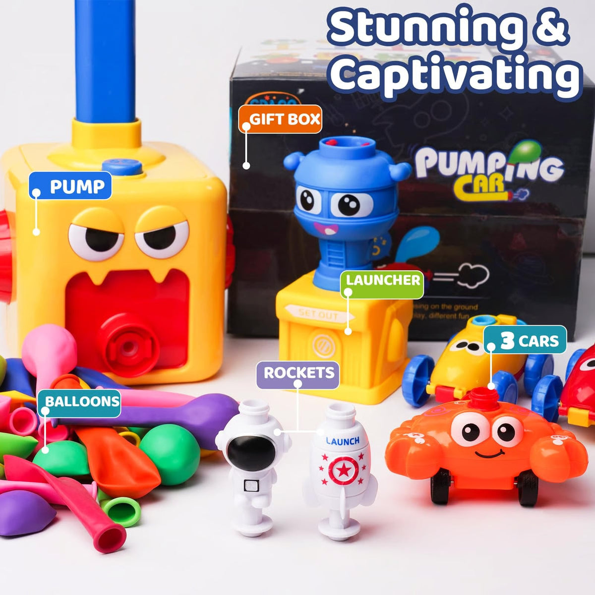 🎁Fun Packed Balloon Car Toy Pump Set