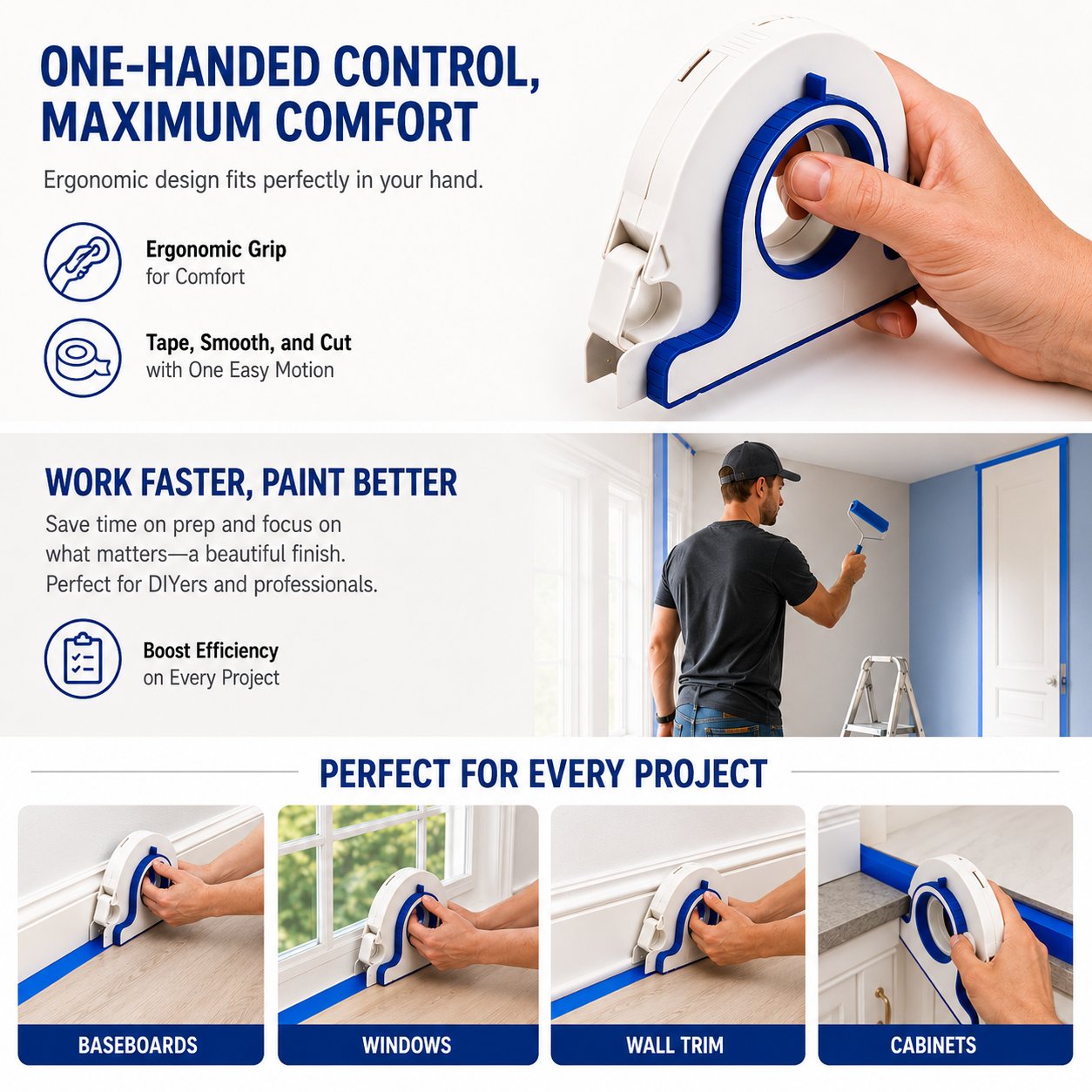 ⭐2026 USA Sale: Up to 50% OFF -High-efficiency Painter Masking Tape Applicator