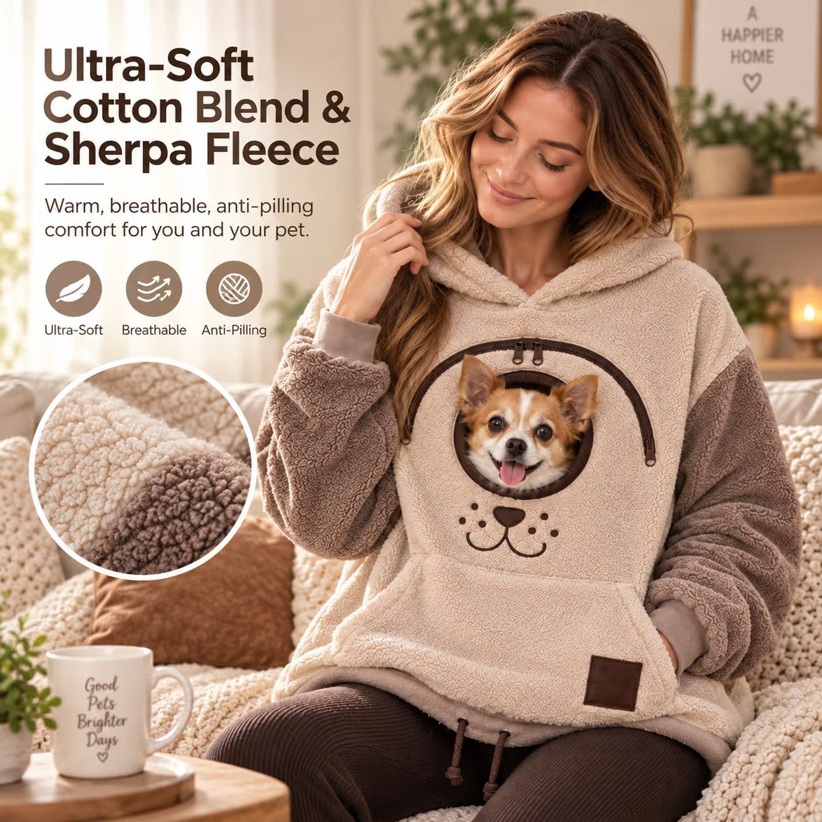 Cozy Pet Carrier Hoodie for Cats & Small Dogs