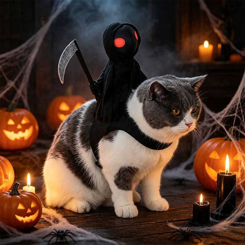 🐱Dark Harvest Knight Transformation Pet Costume - One Tiny Rider. A Whole Lot of Howls.