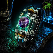 💥Last-day sale – 57% off ☪️Glow-in-the-dark leather zodiac sign bracelet for men and women (6.9/8.1 inches)♑️