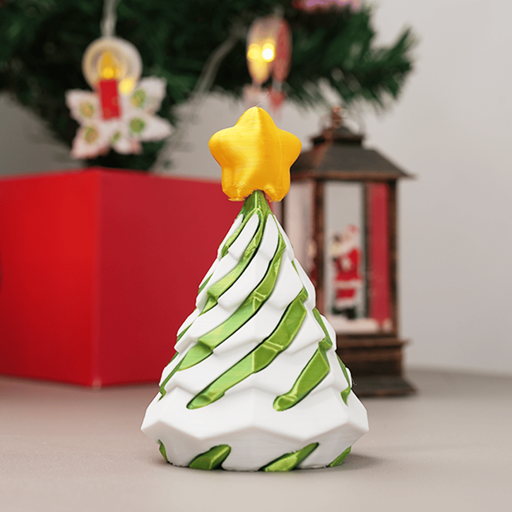 🎄 3D Printed Multicolor Christmas Tree Spiral Stacking Toy
