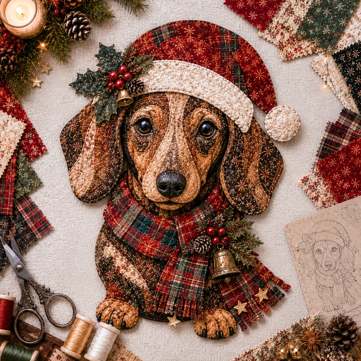 🧘Relaxing & Beginner-Friendly-🎅Christmas Patchwork Fabric DIY Decor Kit – Stunning Results, Zero Experience Needed