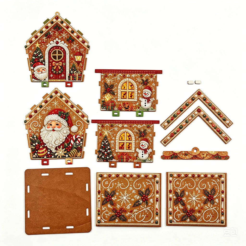 🧩Beginner-Friendly Diamond Painting Assembly-🔥3D Wooden House Rhinestone Diamond Art DIY Kit - Christmas Collection