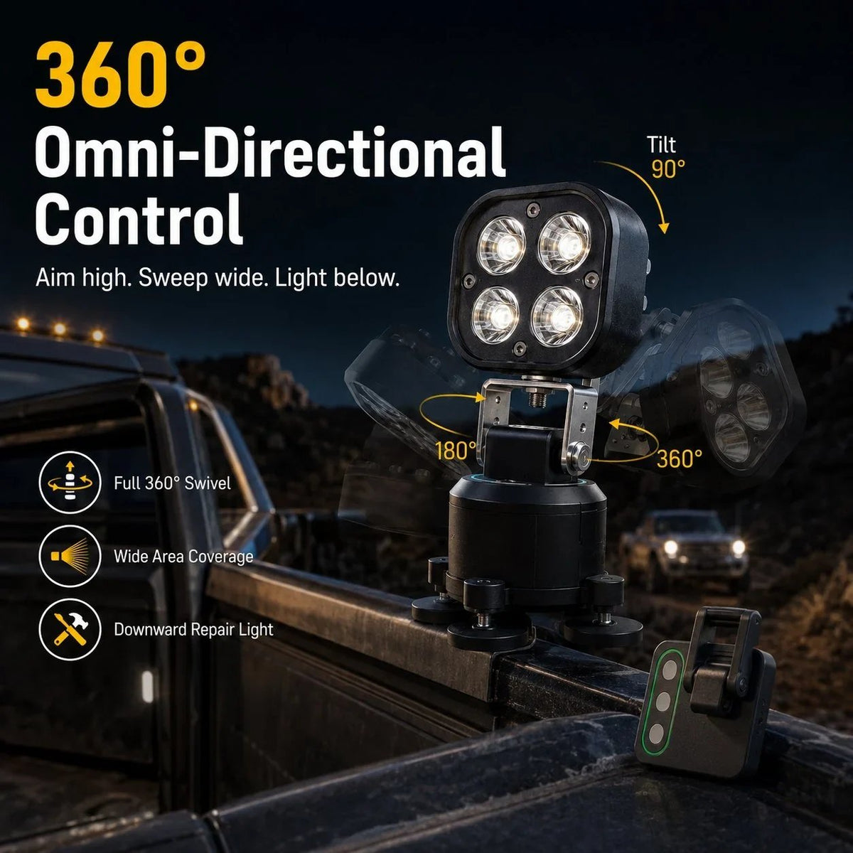 🏕️ Omni-Directional 360-degree rotation LED Pod Light