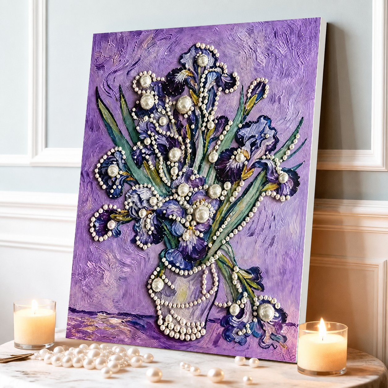 🧘Relaxing & Beginner-Friendly-💫DIY Self-Adhesive Pearl Canvas Art for Elegant Wall Decor