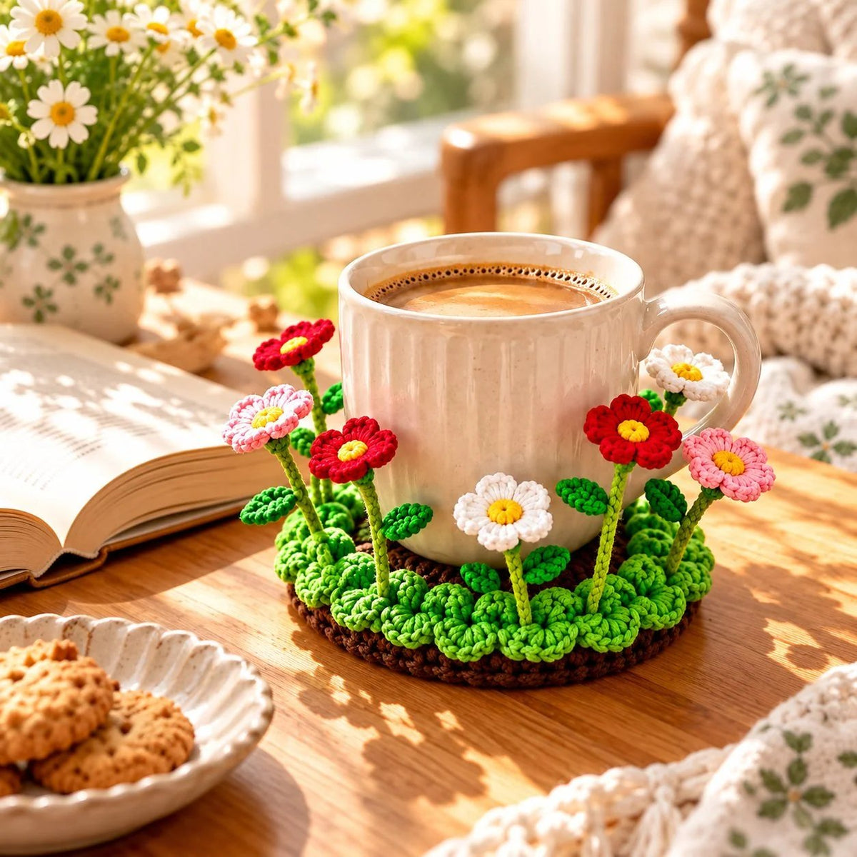 🌸50% OFF🌸Handmade Crochet Floral Coaster | Everlasting Table Art 🌸