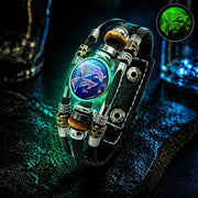💥Last-day sale – 57% off ☪️Glow-in-the-dark leather zodiac sign bracelet for men and women (6.9/8.1 inches)♑️