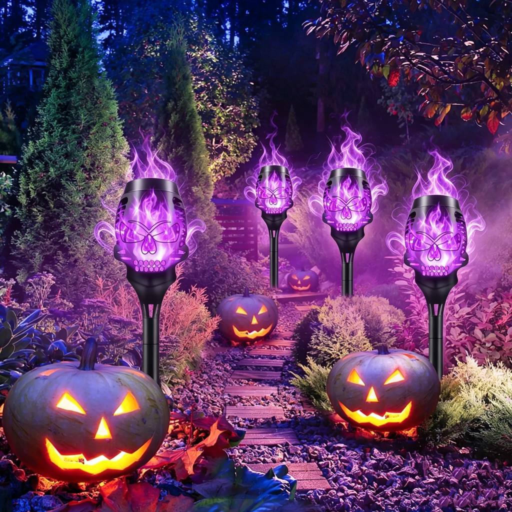 🔥Last Day 49% OFF--Halloween Solar Skull Flame Lights💀