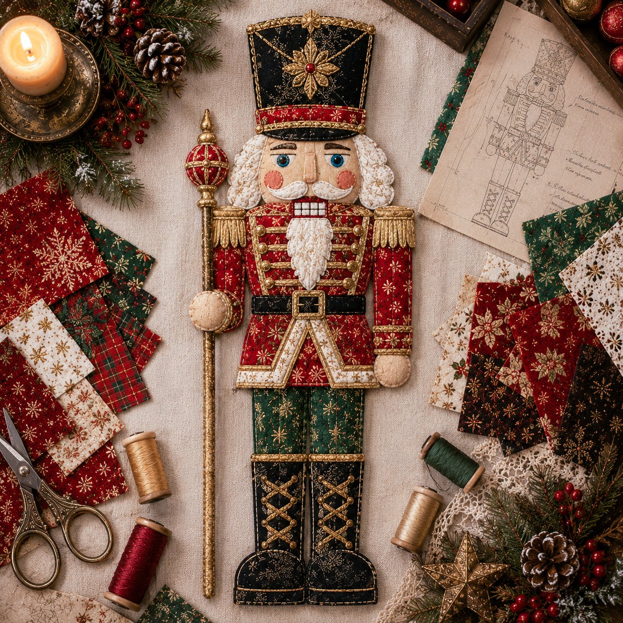 🧘Relaxing & Beginner-Friendly-🎅Christmas Patchwork Fabric DIY Decor Kit – Stunning Results, Zero Experience Needed