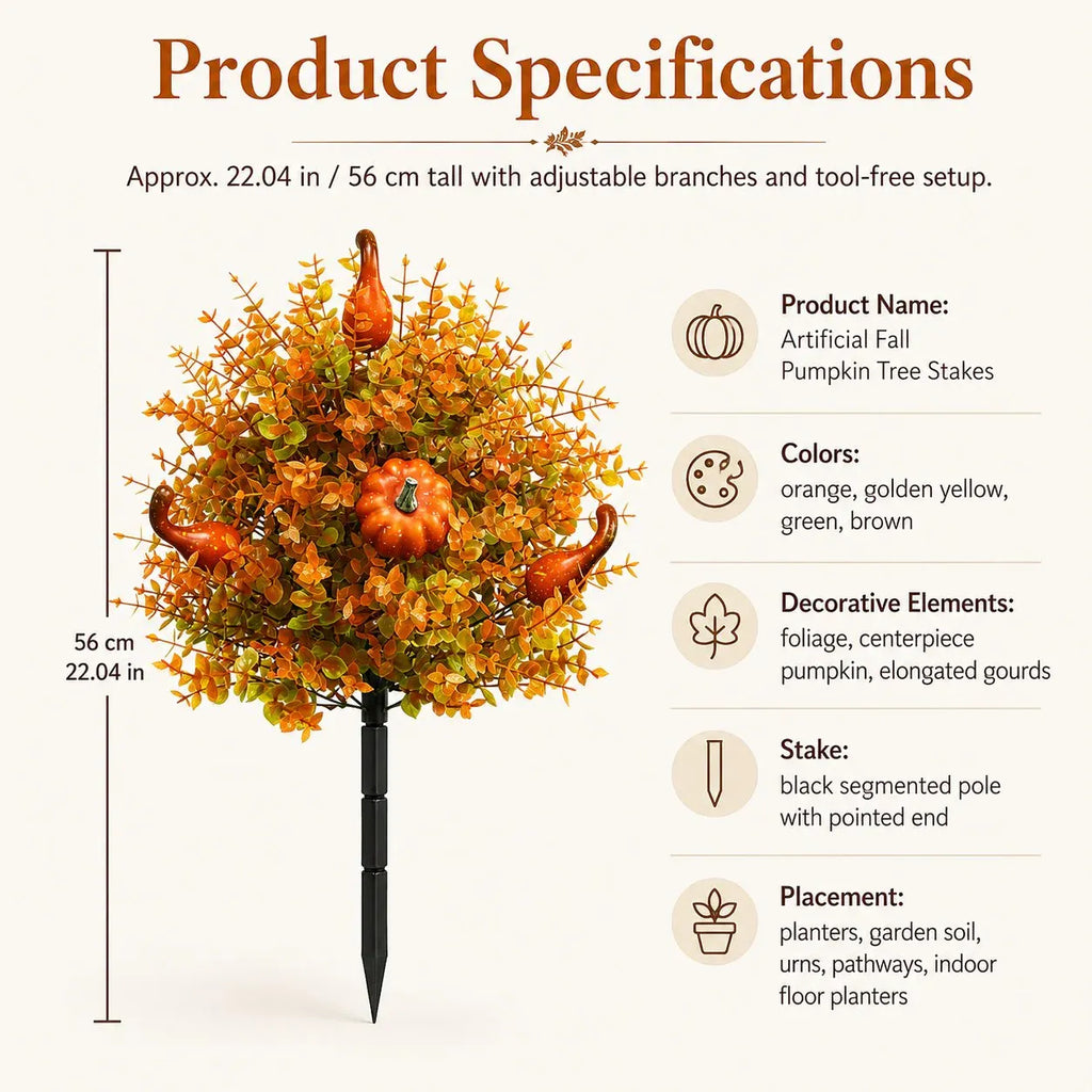 💥Limited stock for current seasonal styles 60% OFF-🍂Artificial Fall Pumpkin Tree Stakes– 🧡Full, Lush & Fade-Resistant
