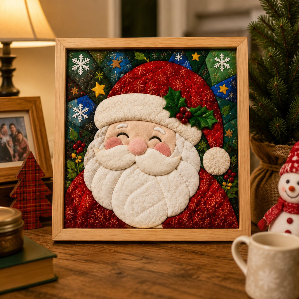 🎄Premium DIY Christmas Fabric Art Painting Kit | No-Sew Layered Fabric Craft with Reindeer, Sleigh, Christmas Tree & Snowflake Details 🎨✨