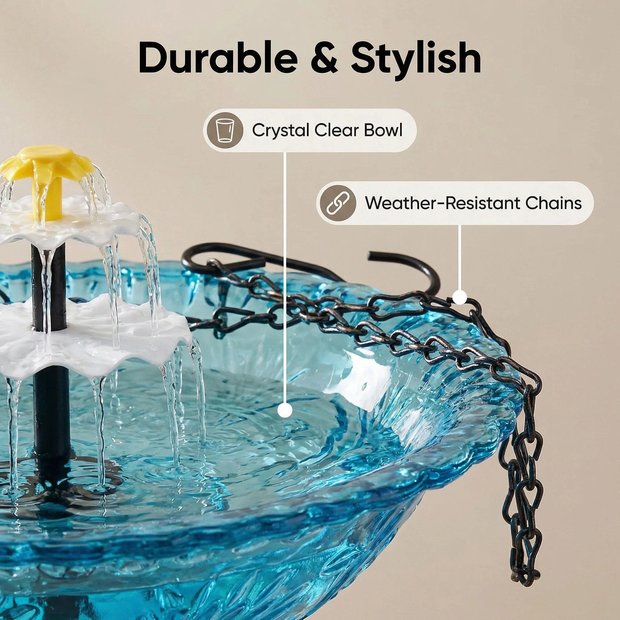 ⭐2026 USA Sale: Up to 50% OFF -☀Solar Cascade Hanging Bird Bath Fountain🎁Buy 2 Free Shipping