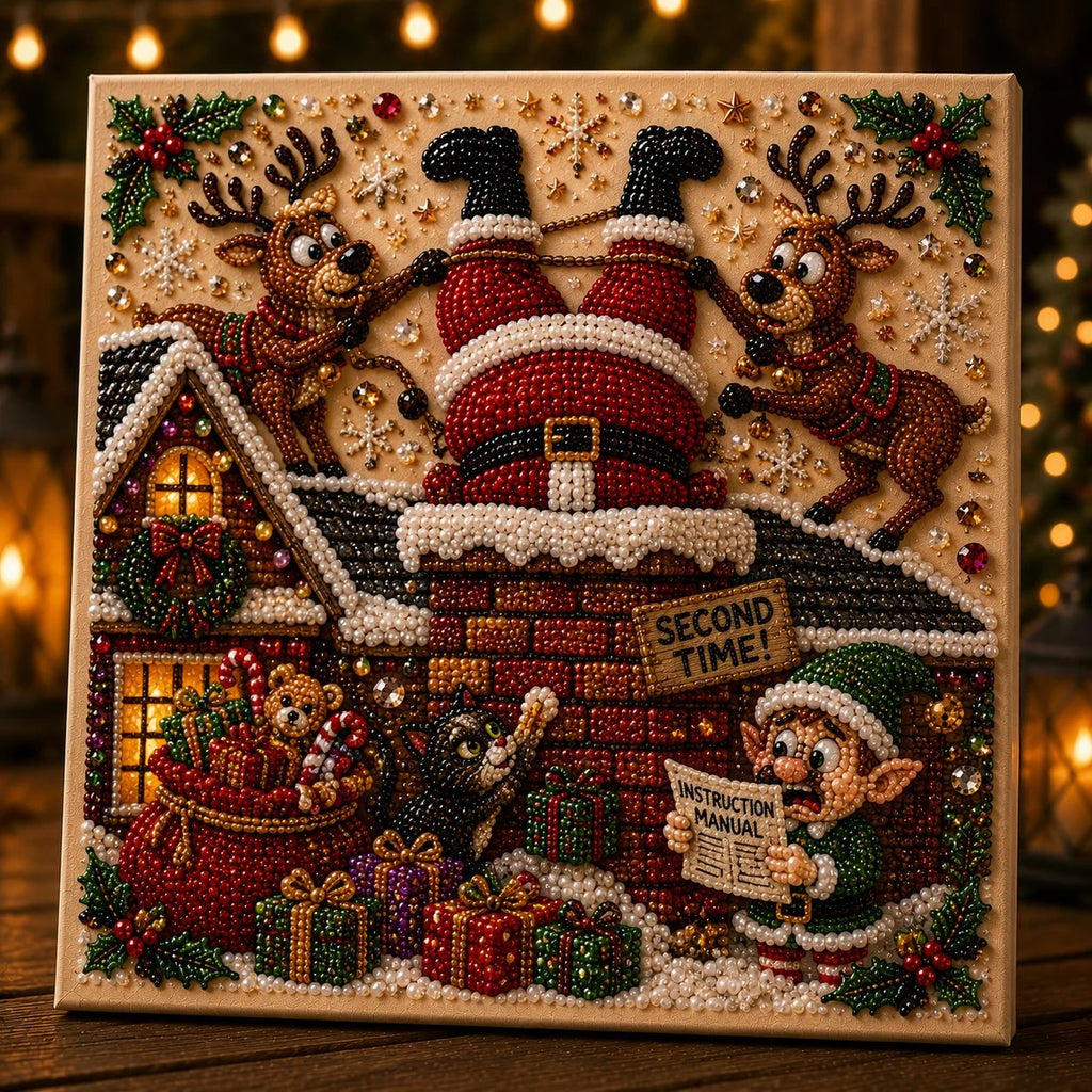🧘Relaxing & Beginner-Friendly-🎄Premium 3D Pearl Absurd Christmas Moments Art Kit | Luxury Flocked Canvas with Scratch-Resistant Non-Fading Pearl