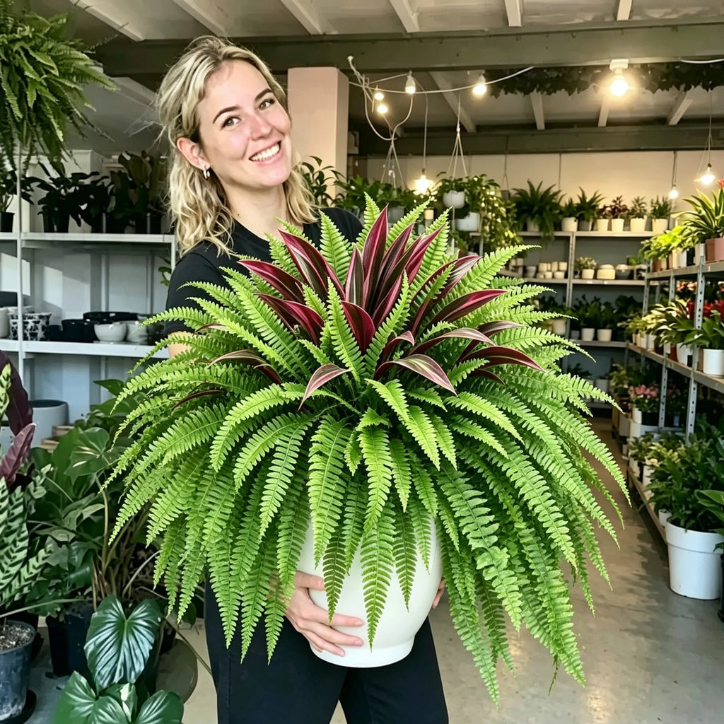 🔥UV-Resistant Artificial Fern & Red Dracaena Decorative Plants – Full, Lush & Fade-Resistant!