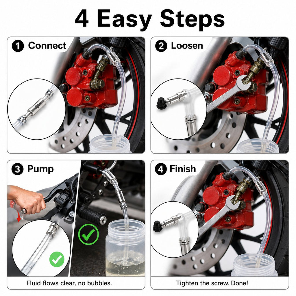 🛠️ One-Way Brake Bleeder Hose Kit -🚗One Way Check Valve Tube Bleeding Tool Kit For Motorcyle Clutch