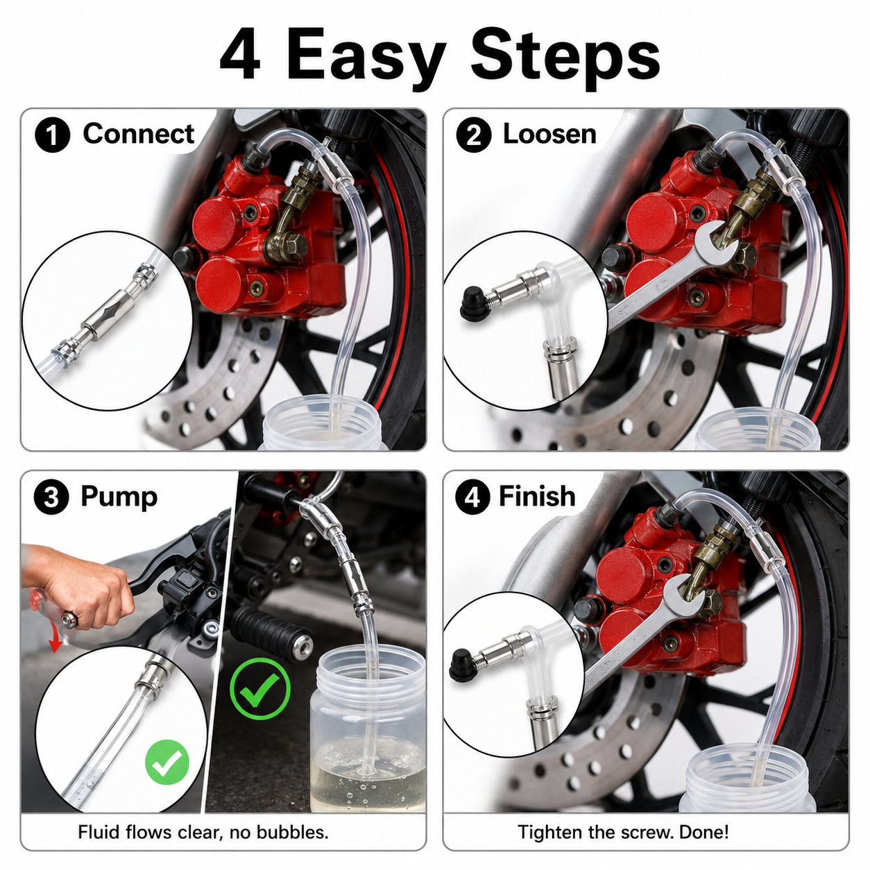 🛠️ One-Way Brake Bleeder Hose Kit -🚗One Way Check Valve Tube Bleeding Tool Kit For Motorcyle Clutch