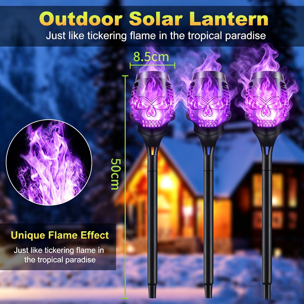 🔥Last Day 49% OFF--Halloween Solar Skull Flame Lights💀