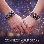 💥Last-day sale – 57% off ☪️Glow-in-the-dark leather zodiac sign bracelet for men and women (6.9/8.1 inches)♑️