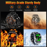 Military Smart Watch, Sports Smartwatch with LED Flashlight Compass