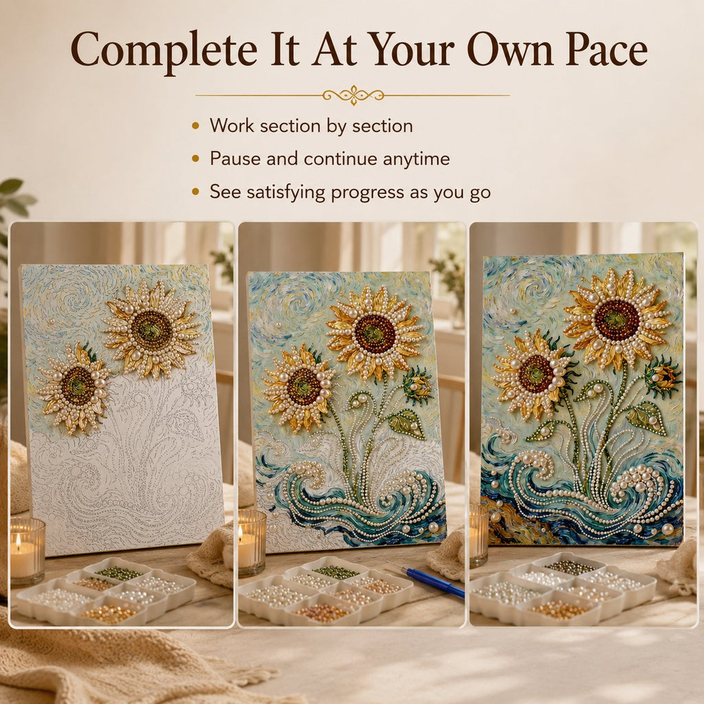 🧘Relaxing & Beginner-Friendly-💫DIY Self-Adhesive Pearl Canvas Art for Elegant Wall Decor