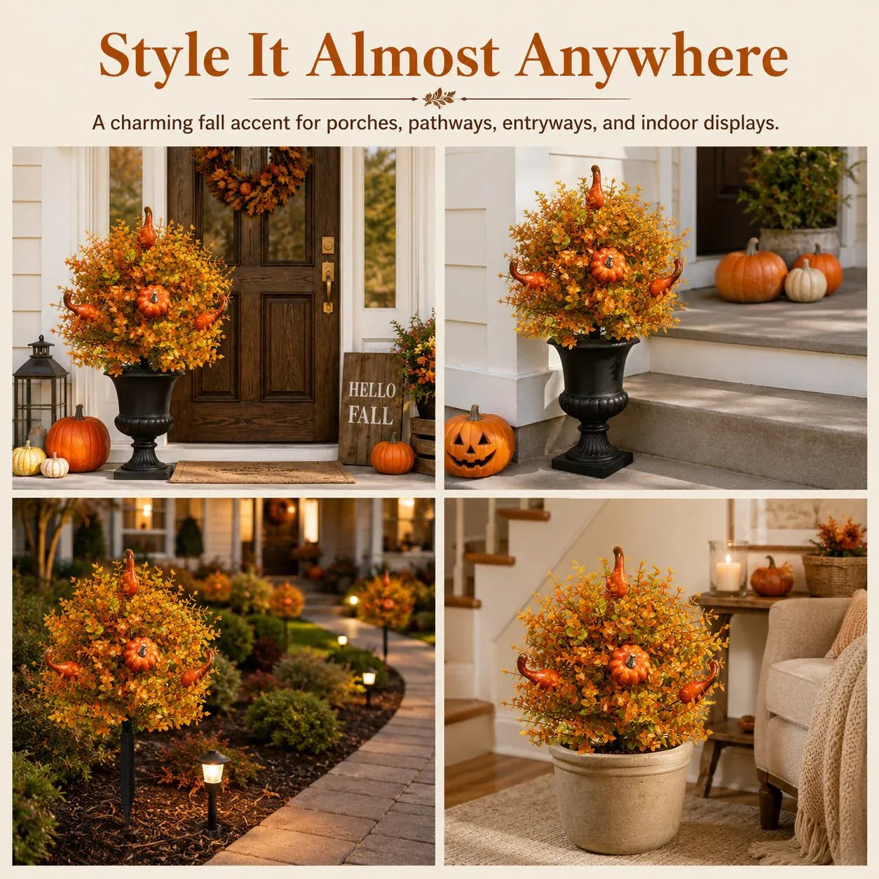 💥Limited stock for current seasonal styles 60% OFF-🍂Artificial Fall Pumpkin Tree Stakes– 🧡Full, Lush & Fade-Resistant