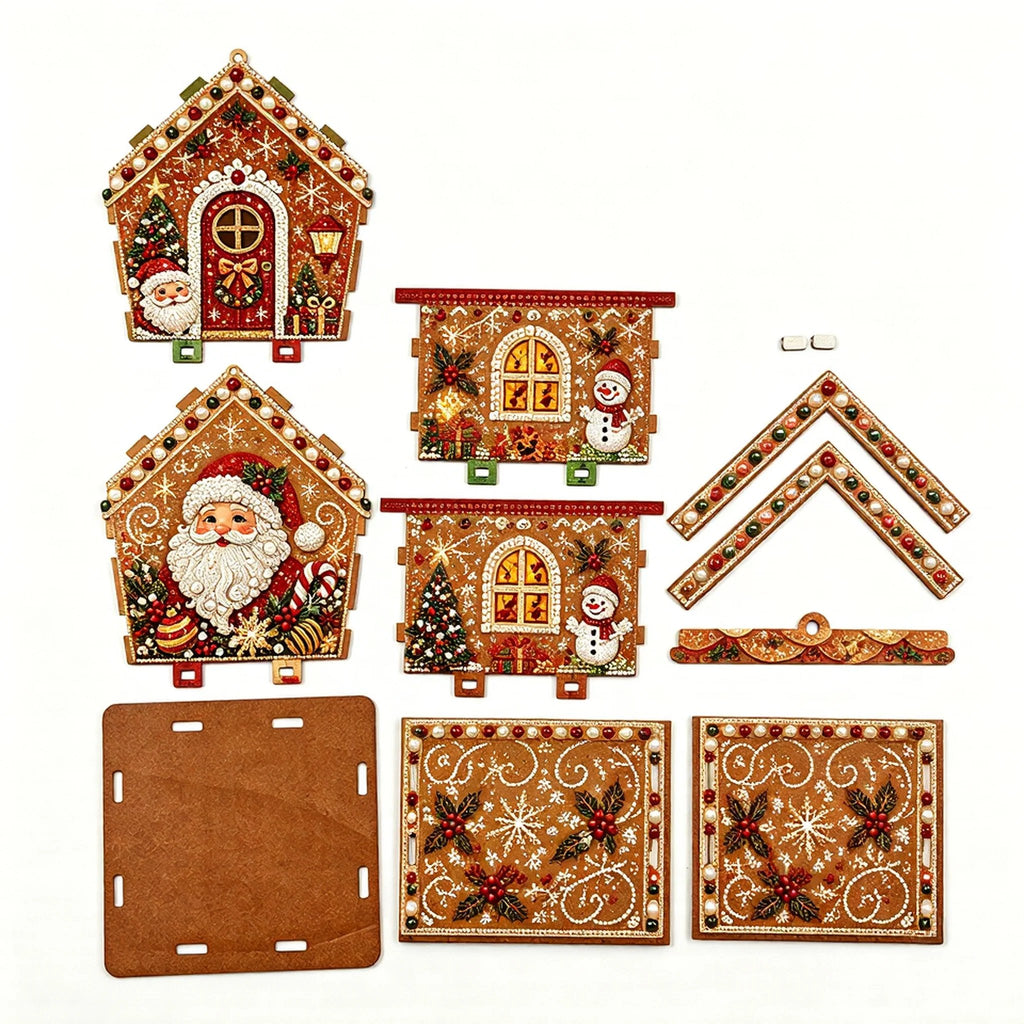 🧩Beginner-Friendly Diamond Painting Assembly-🔥3D Wooden House Rhinestone Diamond Art DIY Kit - Christmas Collection