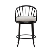 Luther - Commercial Grade Steel Frame Fabric Upholstered Swivel Counter Height Barstool