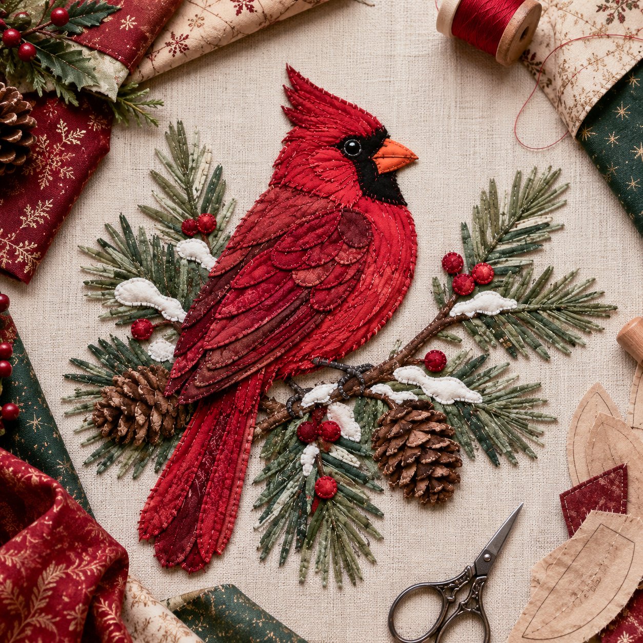 🧘Relaxing & Beginner-Friendly-🎅Christmas Patchwork Fabric DIY Decor Kit – Stunning Results, Zero Experience Needed