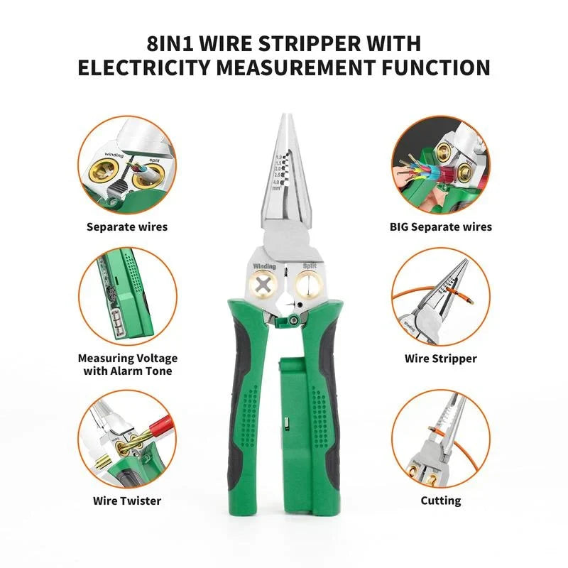 8-in-1 Multifunctional Wire Stripper with Voltage Detection