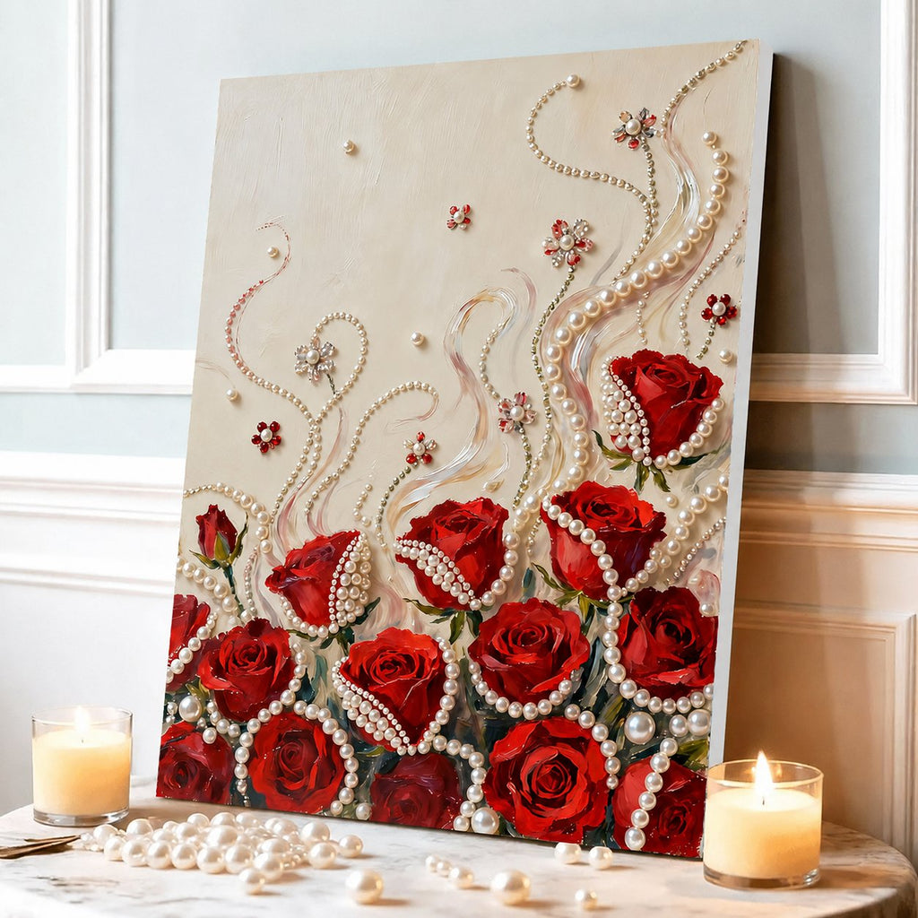 🧘Relaxing & Beginner-Friendly-💫DIY Self-Adhesive Pearl Canvas Art for Elegant Wall Decor