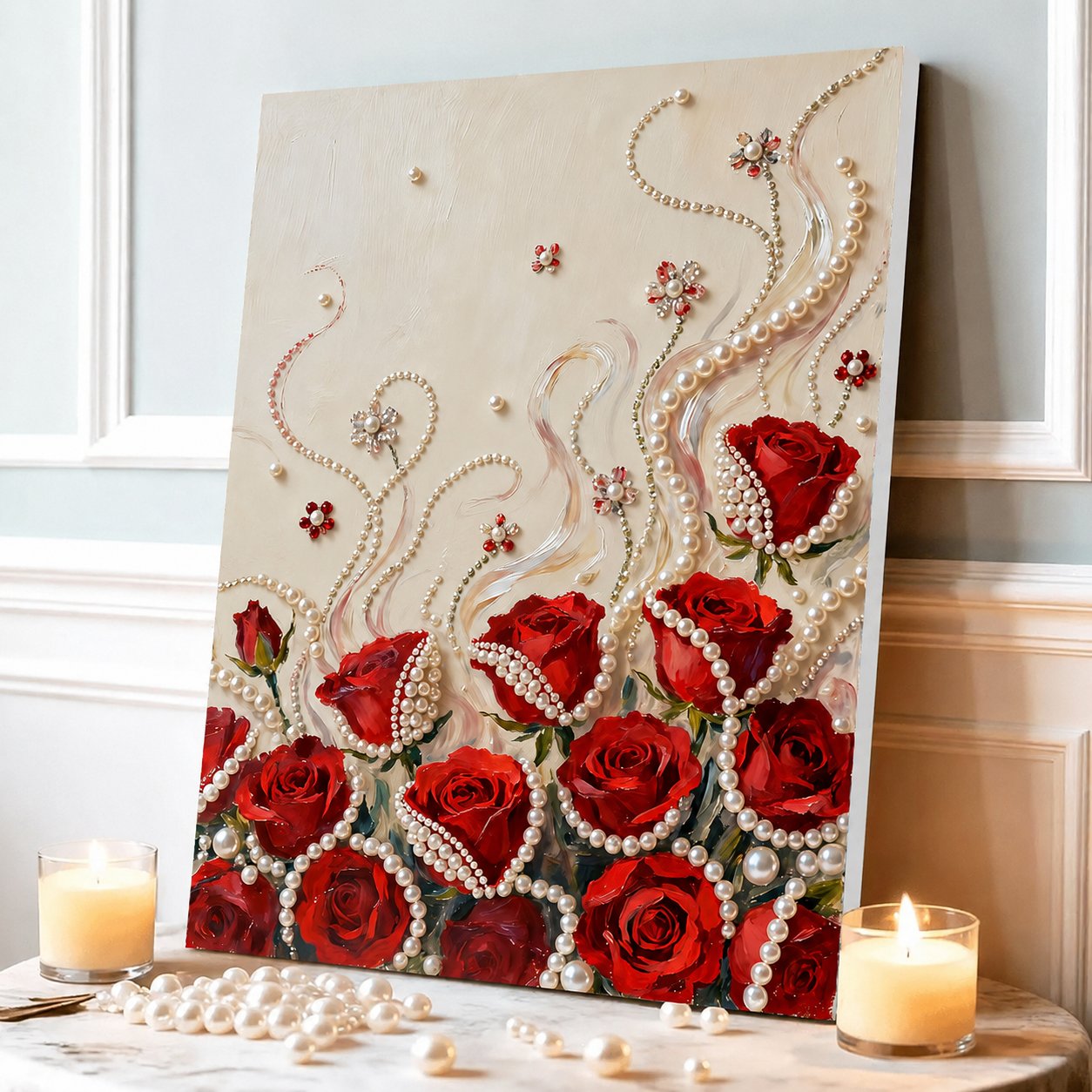 🧘Relaxing & Beginner-Friendly-💫DIY Self-Adhesive Pearl Canvas Art for Elegant Wall Decor