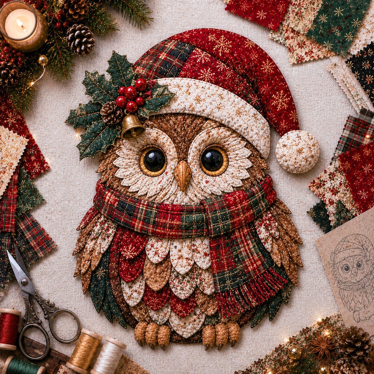 🧘Relaxing & Beginner-Friendly-🎅Christmas Patchwork Fabric DIY Decor Kit – Stunning Results, Zero Experience Needed