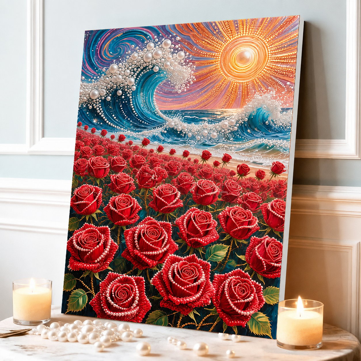 🧘Relaxing & Beginner-Friendly-💫DIY Self-Adhesive Pearl Canvas Art for Elegant Wall Decor