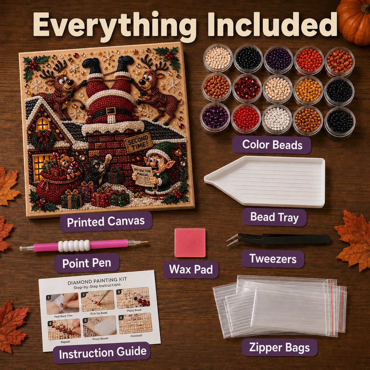 🧘Relaxing & Beginner-Friendly-🎄Premium 3D Pearl Absurd Christmas Moments Art Kit | Luxury Flocked Canvas with Scratch-Resistant Non-Fading Pearl