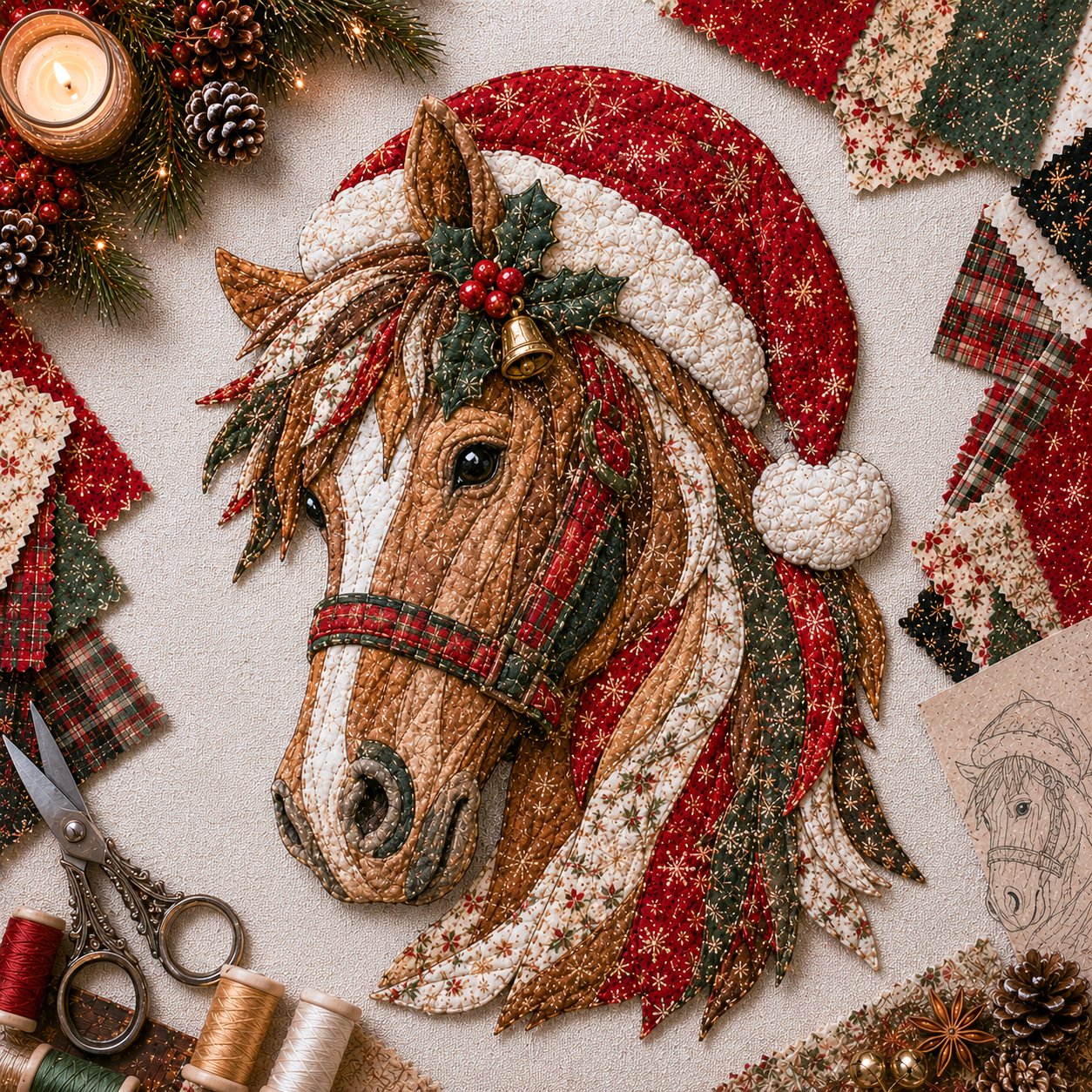 🧘Relaxing & Beginner-Friendly-🎅Christmas Patchwork Fabric DIY Decor Kit – Stunning Results, Zero Experience Needed