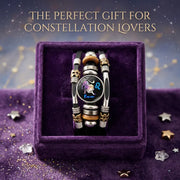 💥Last-day sale – 57% off ☪️Glow-in-the-dark leather zodiac sign bracelet for men and women (6.9/8.1 inches)♑️