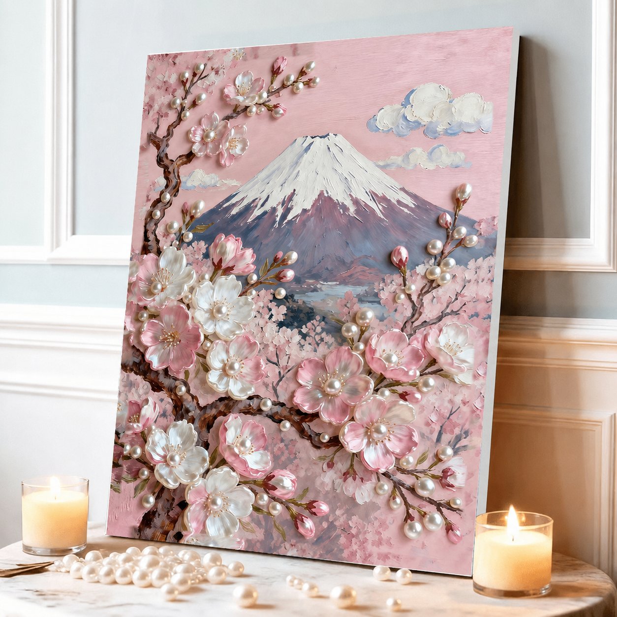 🧘Relaxing & Beginner-Friendly-💫DIY Self-Adhesive Pearl Canvas Art for Elegant Wall Decor