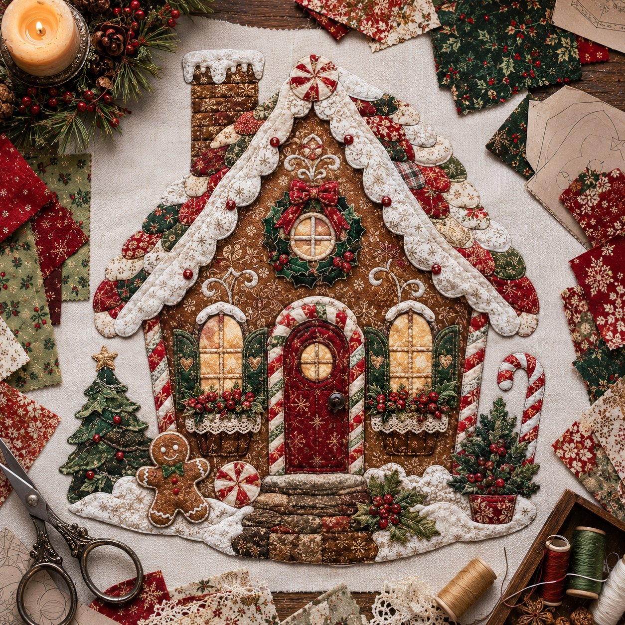🧘Relaxing & Beginner-Friendly-🎅Christmas Patchwork Fabric DIY Decor Kit – Stunning Results, Zero Experience Needed