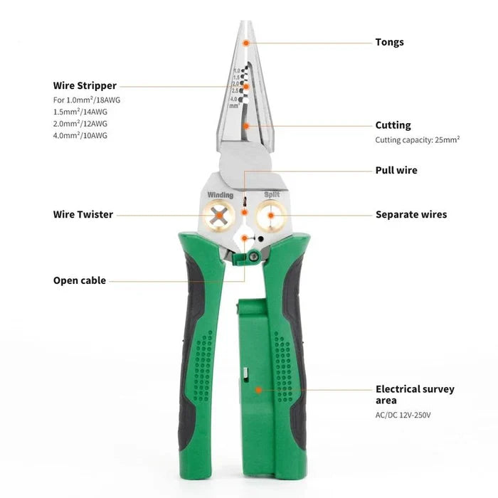 8-in-1 Multifunctional Wire Stripper with Voltage Detection