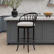 Luther - Commercial Grade Steel Frame Fabric Upholstered Swivel Counter Height Barstool