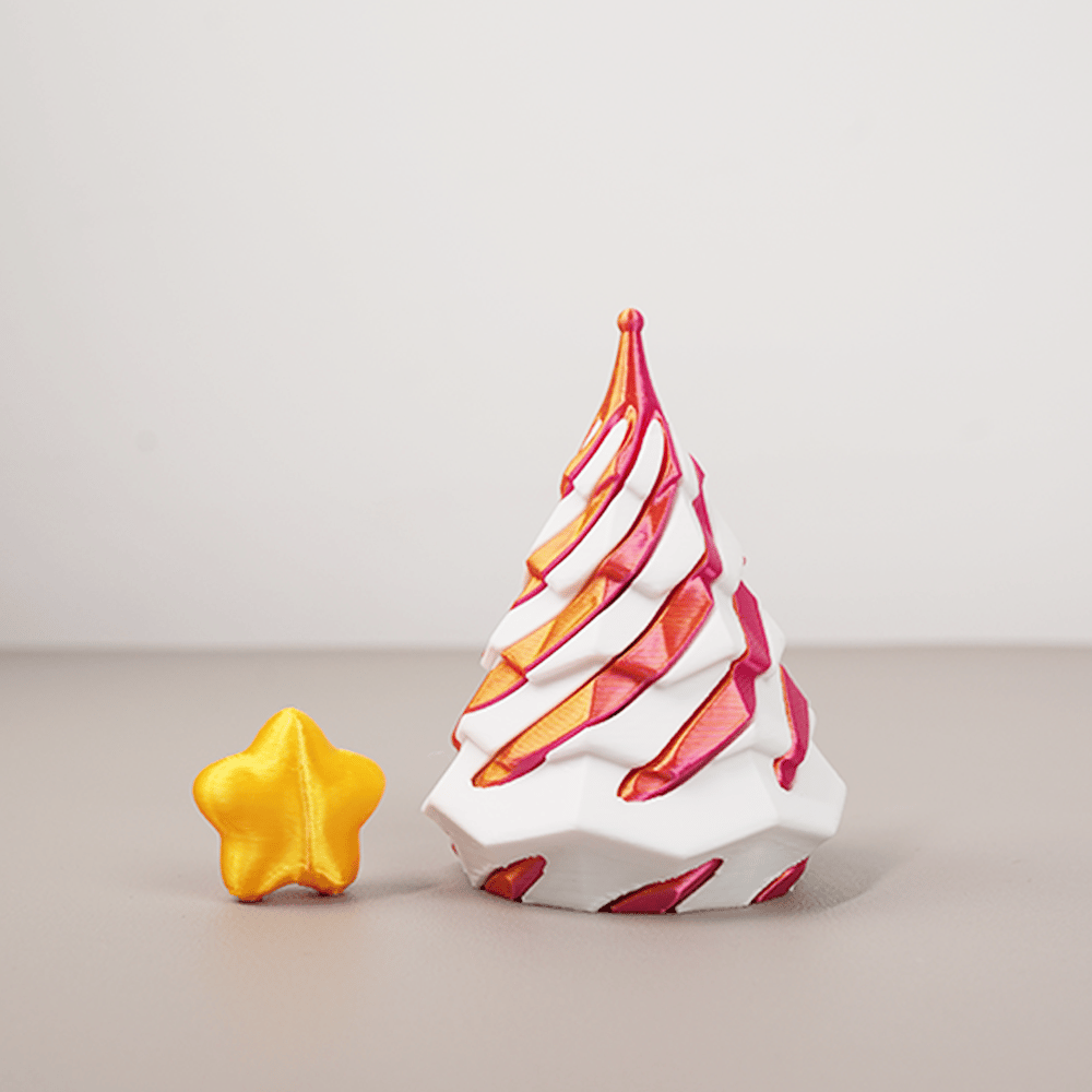 🎄 3D Printed Multicolor Christmas Tree Spiral Stacking Toy