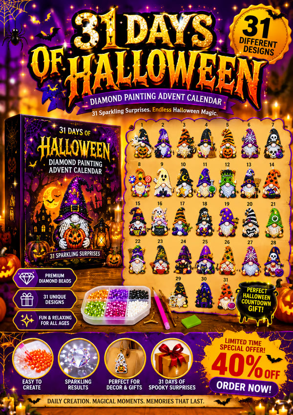 🧘Relaxing & Beginner-Friendly🎃31-Day Gnome Diamond Art Advent Calendar – 💎Create a New Sparkling Surprise Every Day